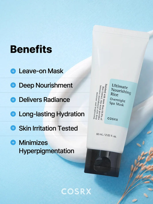 COSRX Rice Overnight Mask benefits – leave-on mask, deep nourishment, radiance, long-lasting hydration