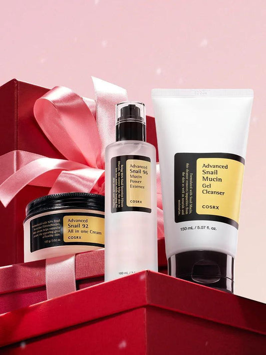 COSRX Advanced Snail Mucin Trio gift set with red gift box