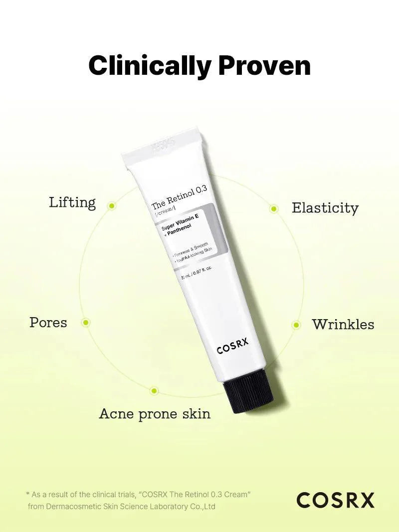 COSRX Retinol 0.3 Cream clinically proven lifting, elasticity and wrinkle improvement