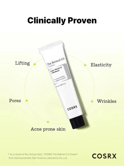 COSRX Retinol 0.3 Cream clinically proven lifting, elasticity and wrinkle improvement