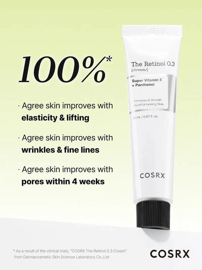 COSRX The Retinol 0.3 Cream – 100% agree skin improves in elasticity, wrinkles and pores