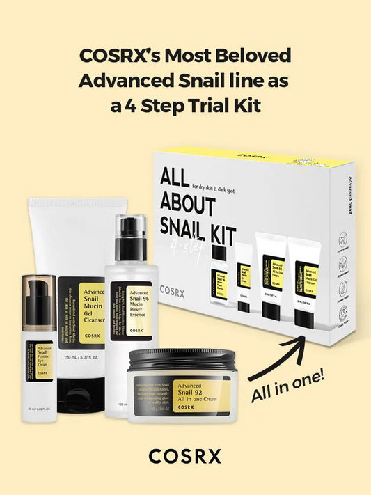 COSRX All About Snail Kit – most beloved Advanced Snail line as a 4-step trial kit
