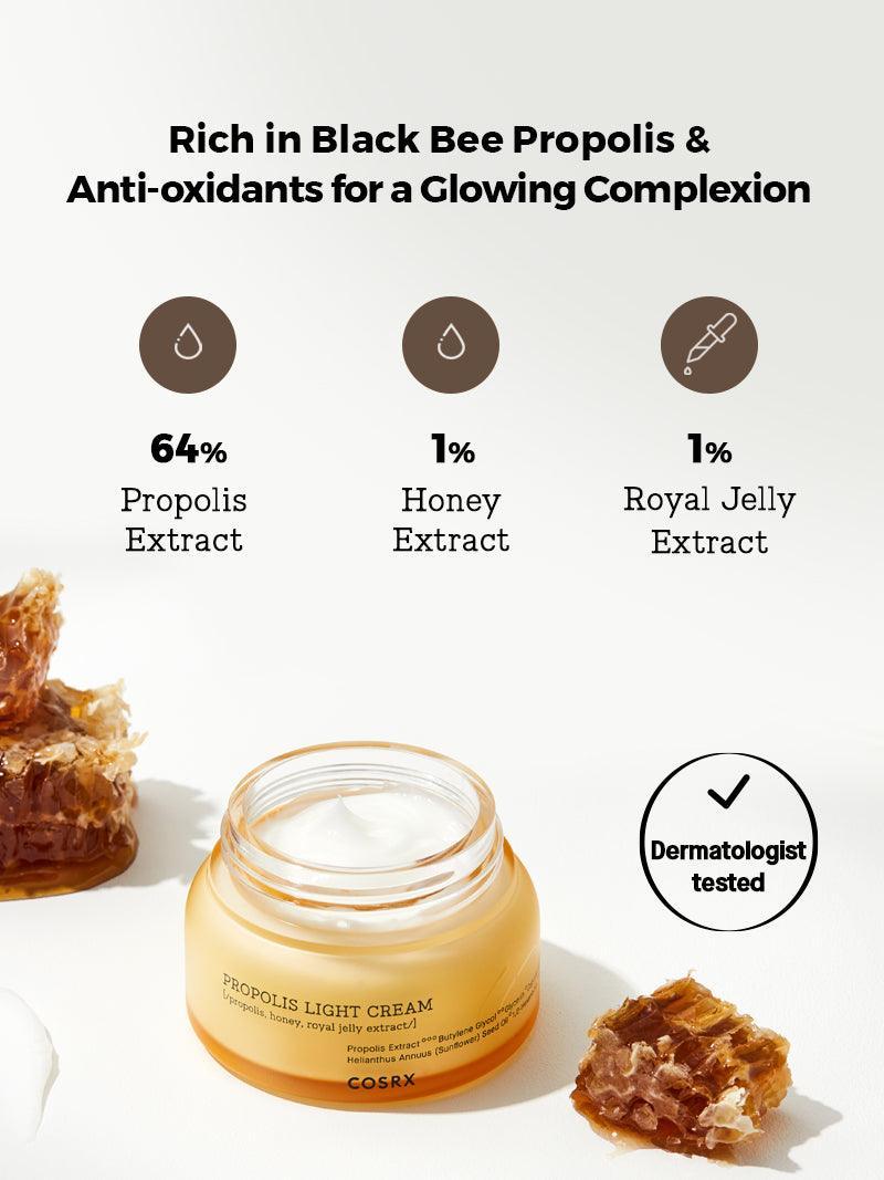 COSRX Full Fit Propolis Light Cream rich in black bee propolis, honey and royal jelly extract